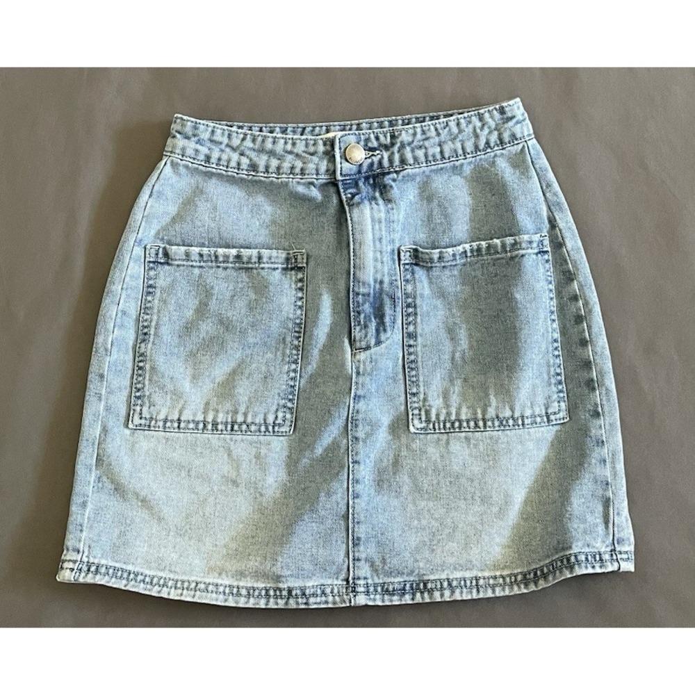 Billabong Denim Jean Skirt High Rise Pockets Vintage Inspired Womens Size 25